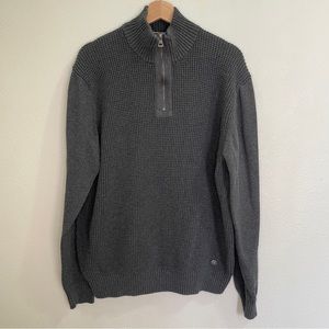 Weatherproof Vintage Shaker Stitch Cotton 1/4 Zip Mock Henley - Gray